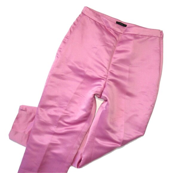 NWT J.Crew High Rise Cigarette Trouser in Soft Rose Pink Satin Side Zip Pants 4 - Picture 2 of 4